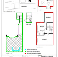 Example Land Registry lease plan showing floor levels, a site plan, and red demise edging
